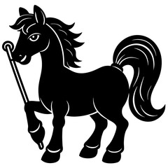 Pony Silhouette Vector Illustration on White Background