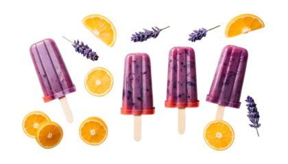  Colorful lavender fruit popsicles refreshing summer png