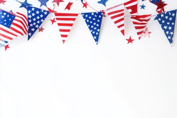 4th of July banner background isolated on white background.