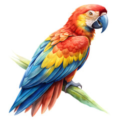 Fototapeta premium Blue and yellow macaw isolated on transparent background. PNG