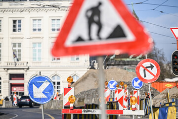 panneaux circulation travaux voirie Belgique Bruxelles
