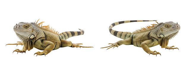 Naklejka premium Iguana Standing Posing Side View Isolated Against transparent background