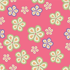 Obraz premium Vintage seamless floral pattern. Ditsy style background of small flowers. Ditsy floral over light yellow background. Small flower pattern for fashion, wrapping, printing on fabrics and surface