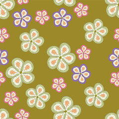 Vintage seamless floral pattern. Ditsy style background of small flowers. Ditsy floral over light yellow background. Small flower pattern for fashion, wrapping, printing on fabrics and surface