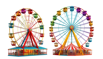 Colorful illuminated ferris wheel set vibrant png