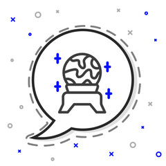 Line Magic ball icon isolated on white background. Fortune teller. Crystal ball. Colorful outline concept. Vector