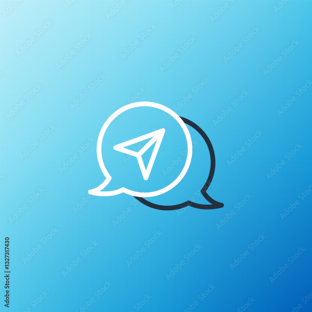 Poster line infographic of city map navigation icon isolated on blue background. interface concept design. 