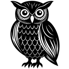 Black Owl Silhouette Vector Illustration - Minimalist Wildlife Design