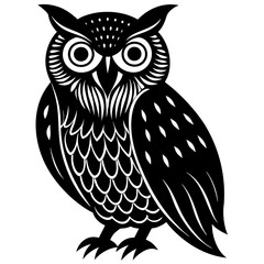 Black Owl Silhouette Vector Illustration - Minimalist Wildlife Design