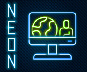 Glowing neon line Weather forecast icon isolated on black background. Colorful outline concept. Vector