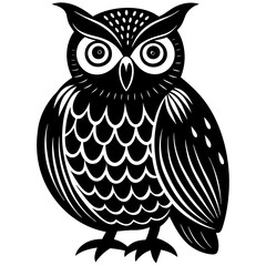 Black Owl Silhouette Vector Illustration - Minimalist Wildlife Design