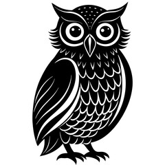 Black Owl Silhouette Vector Illustration - Minimalist Wildlife Design