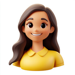Girl Icon in 3D Style Isolated on White Background.