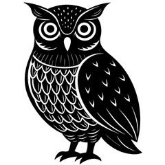 Black Owl Silhouette Vector Illustration - Minimalist Wildlife Design