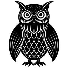 Black Owl Silhouette Vector Illustration - Minimalist Wildlife Design