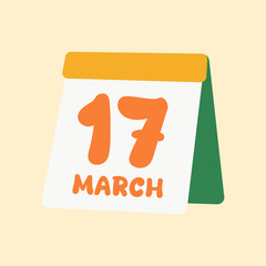St. Patrick's Day calendar element vector. Vector Illustration Clipart object design element for celebrate the St. Patrick's Day