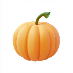 Pumpkin Fruit Icon in 3D Style, Isolated on White Background.