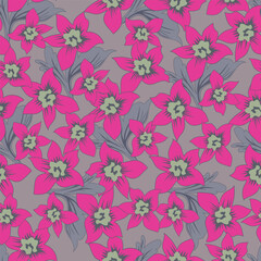 Vintage seamless floral pattern. Ditsy style background of small flowers. Ditsy floral over light yellow background. Small flower pattern for fashion, wrapping, printing on fabrics and surface