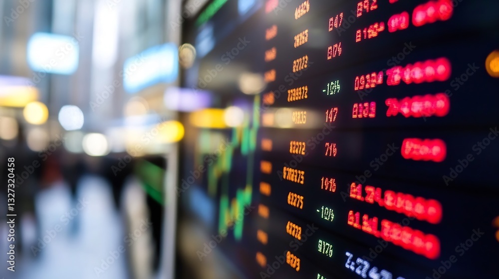 Aufkleber Dynamic stock market display showing trading data and market movements in vibrant colors : Generative AI