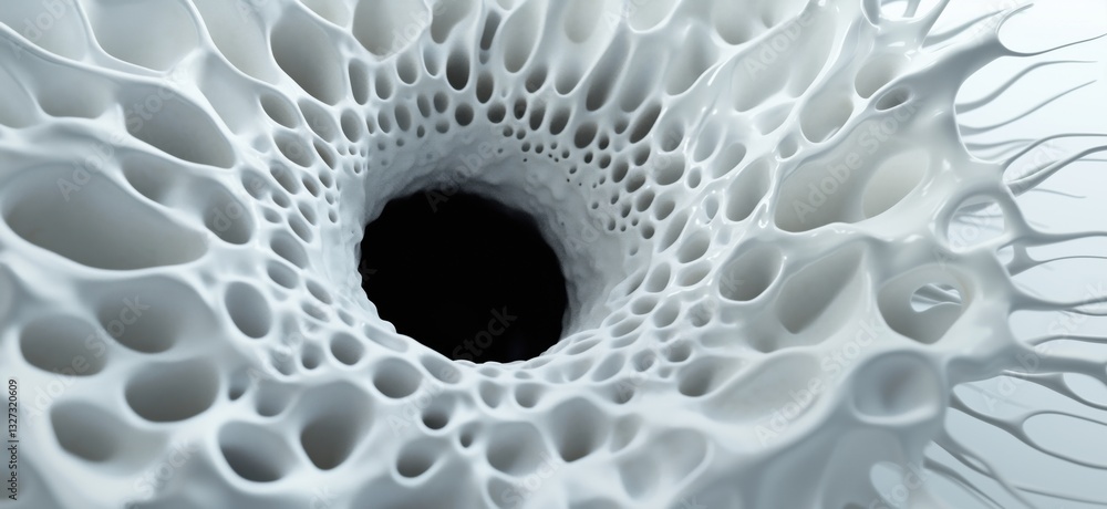 Poster abstract 3d rendering of a porous structure with a deep central void