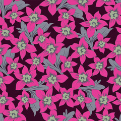 Obraz premium Vintage seamless floral pattern. Ditsy style background of small flowers. Ditsy floral over light yellow background. Small flower pattern for fashion, wrapping, printing on fabrics and surface