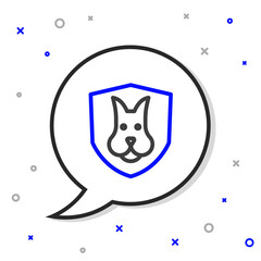 Line Animal health insurance icon isolated on white background. Pet protection concept. Dog or cat paw print. Colorful outline concept. Vector