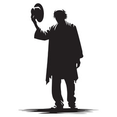 Distinguished Old Man Taking Off His Hat silhouette, embodying dignity - Old Man illustration - Minimalist Old Man vector - Noble elder
