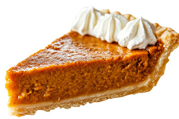 Delicious slice of pumpkin pie with whipped topping