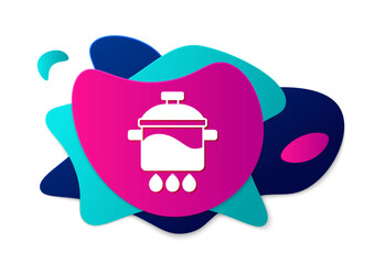 Color Cooking pot icon isolated on white background. Boil or stew food symbol. Abstract banner with liquid shapes. Vector