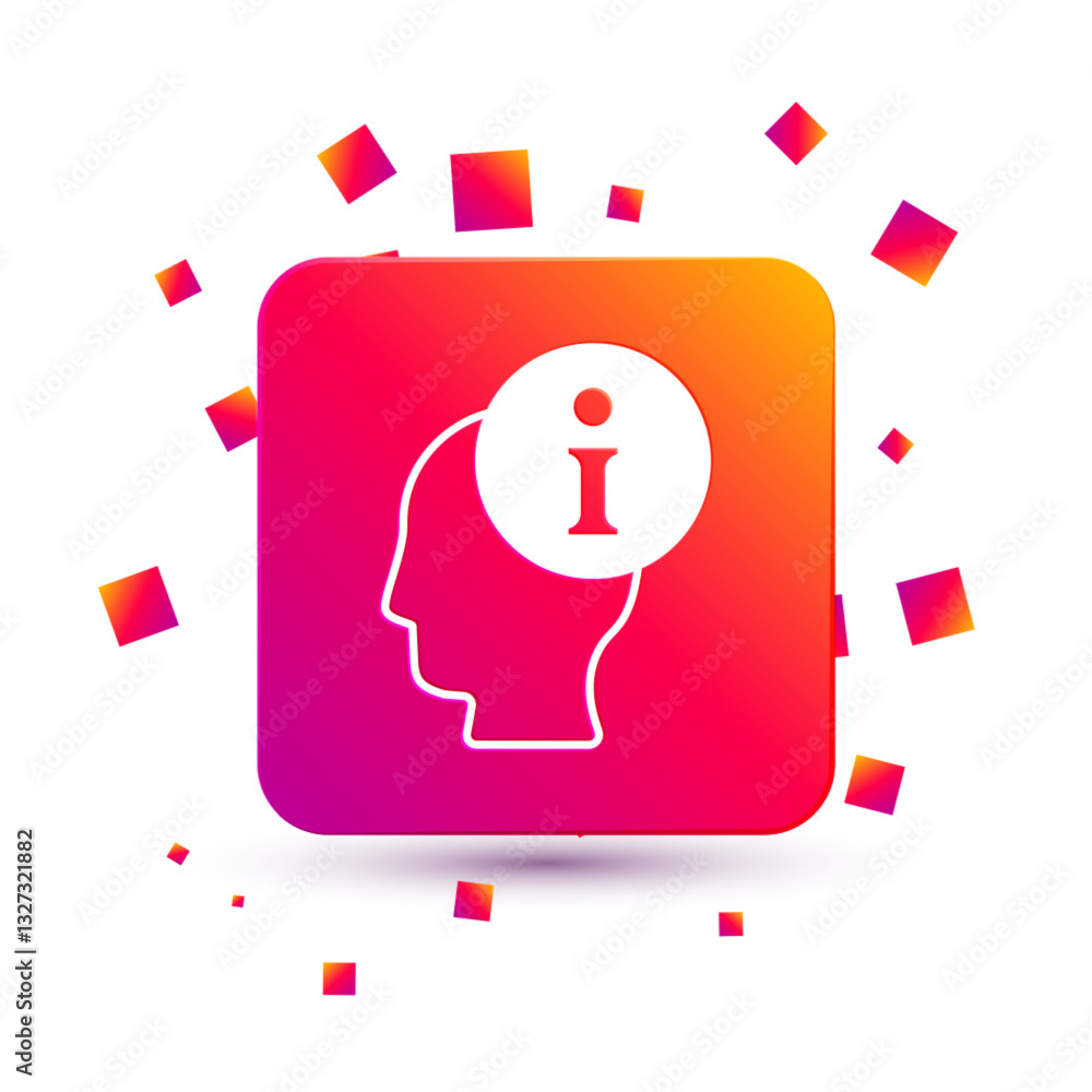 Poster white information icon isolated on white background. square color button. vector