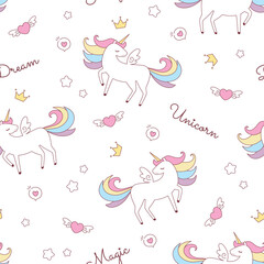 Cute  Unicorn vector seamless pattern