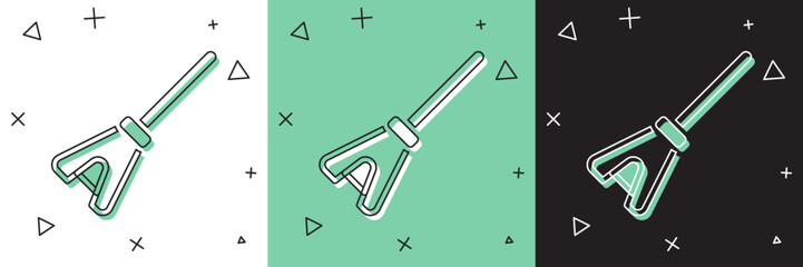 Set Mop icon isolated on white and green, black background. Cleaning service concept. Vector