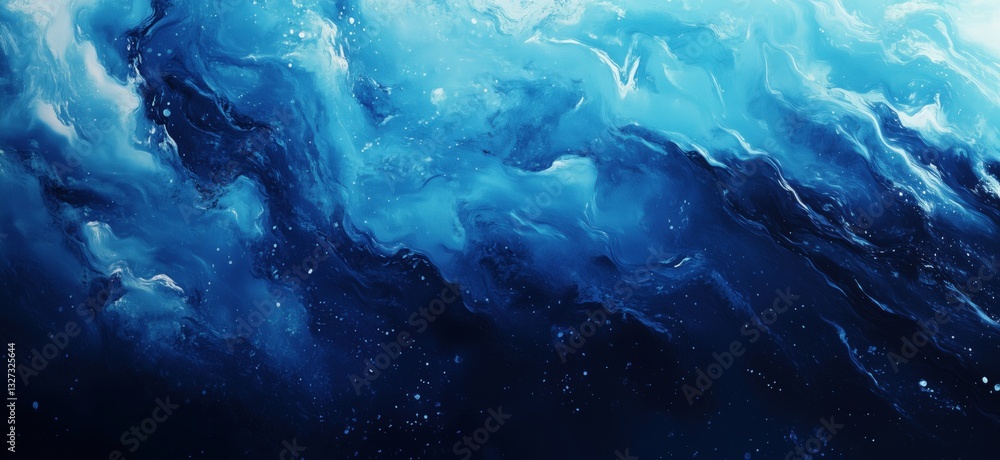 Poster abstract blue ocean waves texture with fluid motion and depth