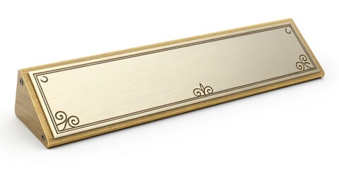 Elegant Gold Desk Name Plate with Swirl Details, Office decor, Nameplate