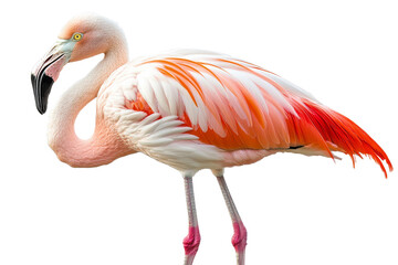 Elegant flamingo standing gracefully on one leg