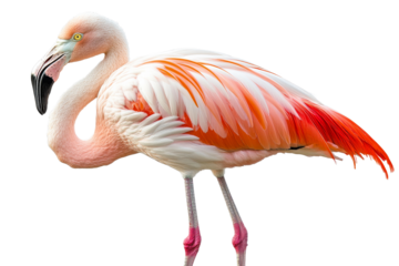 Elegant flamingo standing gracefully on one leg