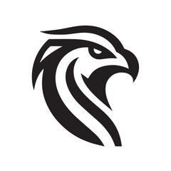 Tribal Eagle Silhouette Bold Black and White Vector Logo

