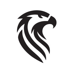 Tribal Eagle Silhouette Bold Black and White Vector Logo

