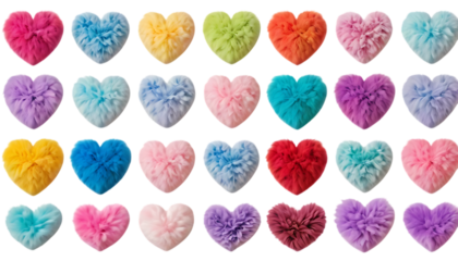  Colorful fluffy heart shapes collection showcasing love png