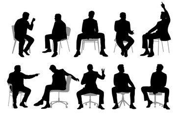 Men sit and have a heated conversation, black male silhouette