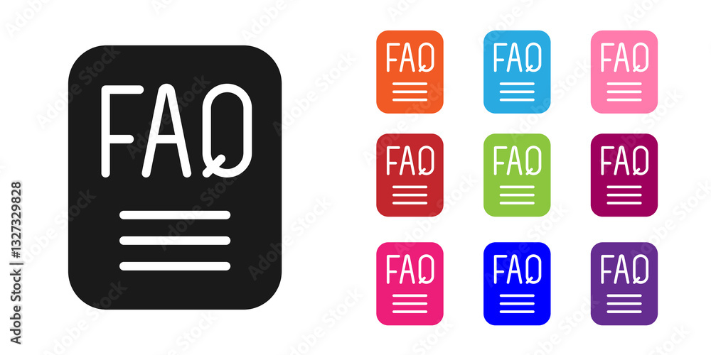 Aufkleber black speech bubble with text faq information icon isolated on white background. circle button with 