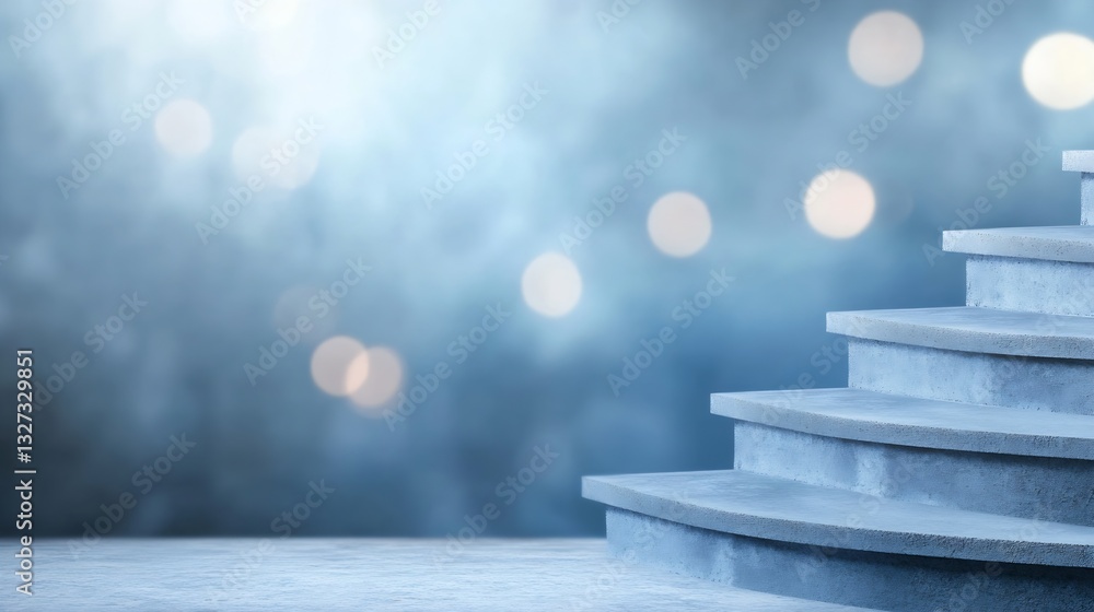 Fototapete elegant close up of soft steps leading to a bright bokeh background : generative ai
