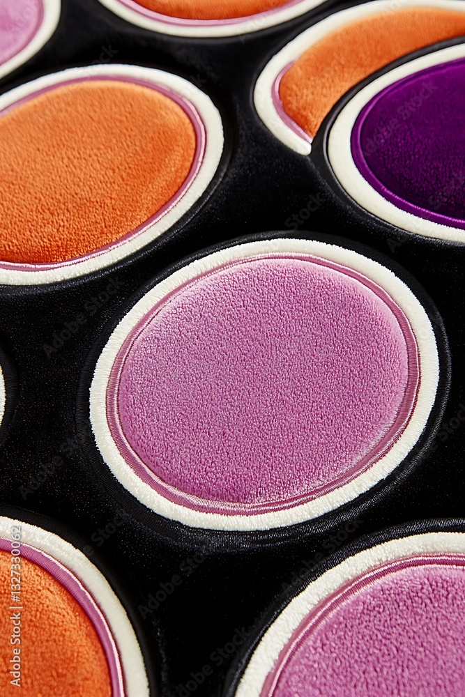 Poster close-up of vibrant and textured circular forms in abstract arrangement