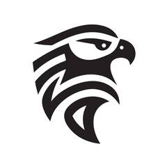 Tribal Eagle Silhouette Bold Black and White Vector Logo

