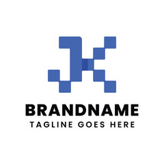 Letters JK Modern Pixel Logo, suitable for any business with JK or KJ initials