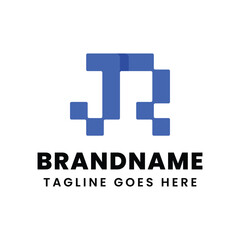 Letters JR Modern Pixel Logo, suitable for any business with JR or RJ initials