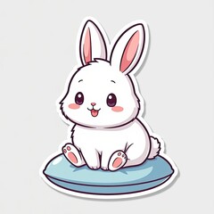 A cute pink cartoon bunny a happy spring illustration