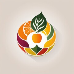 vector illustration of an orange fruit Modern Healthy Food Logo with Abstract Fruit Bowl and Leaf Elements for a Fresh and Balanced Design