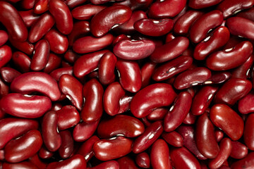 Fresh and Dry Red Kidney Beans for Cooking Top View