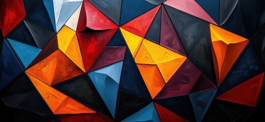 Colorful geometric abstract art with sharp angles and vibrant hues